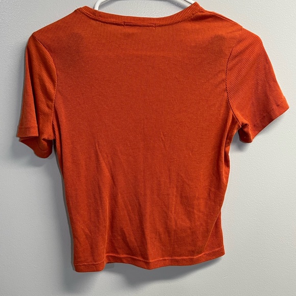 Marine Layer Burnt Orange Lexi Rib Crop Twist Front Top - Size Small - Picture 3 of 3